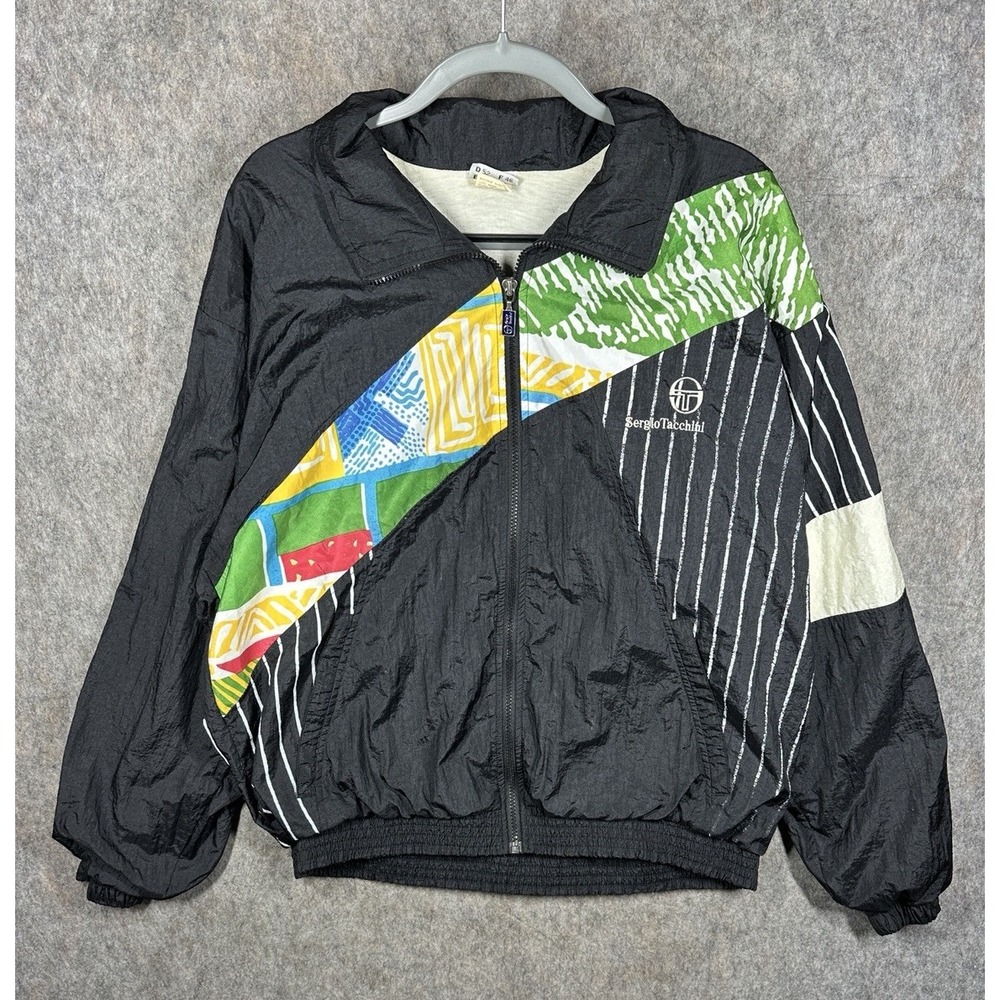 Vintage 80s 90s Sergio Tacchini Windbreaker Jacket Mens L 42 Abstract Colorblock
